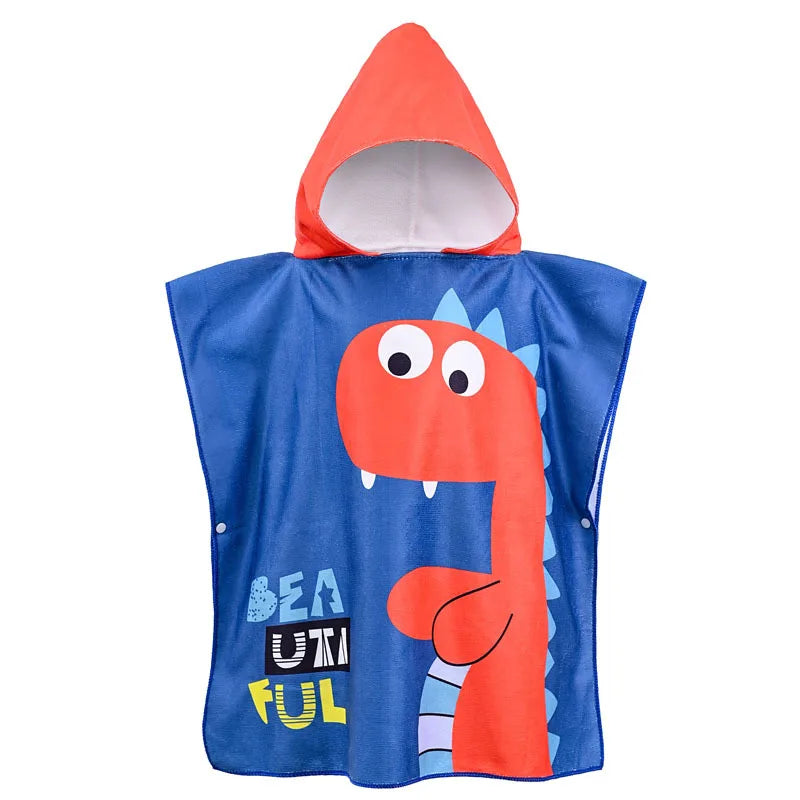 Cartoon Hooded Poncho Baby Beach Towel